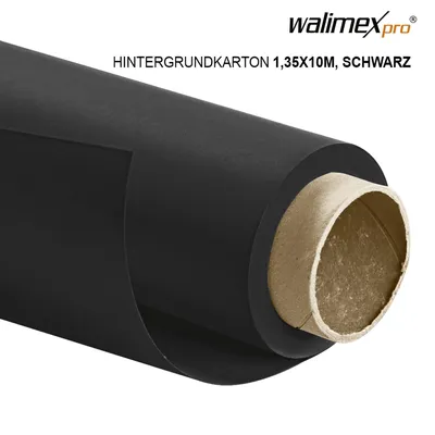 Immagine prodotto di Walimex pro fondale fotografico in cartone 1,35x10m, nero I Tela fotografica come fondale per studio fotografico professionale I Ideale per la fotografia di prodotto I Non riflettente, resistente e arrotolabile (1022805)