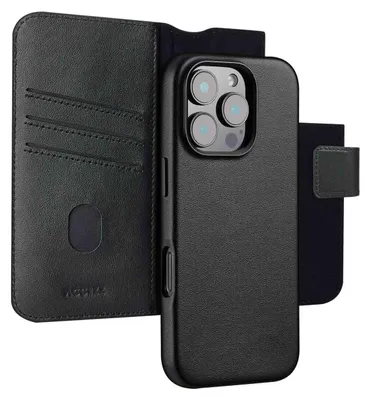 Produktbild von Accezz 2-in-1 Klapphülle aus Leder mit MagSafe iPhone 16 Pro - Onyx Black