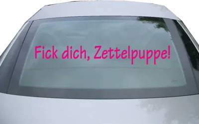 Produktbild von Indigos UG - Aufkleber Heckscheibe & Motorklappe DE2055 - pink - 600x85 mm - Fick dich Zettelpuppe - Auto Scheiben Fenster Heckklappe Tuning Racing JDM - Die cut