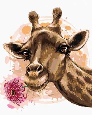 Produktbild von Zuty - Malen nach Zahlen - GIRAFFE MIT GERBERA, 40x50 cm, ohne Keilrahmen