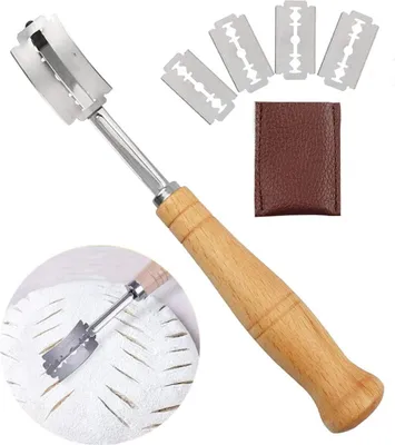 Produktbild von Teigrasierer, Brotbäckerschneider, Baguettemesser, Bäckermesser, Ritzmesser zum Baguetteschneiden, gebogenes Brotmesser, Teigmesser