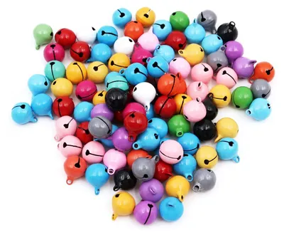 100 bunte Jingle Bells 14 mm, Bastelglöckchen für Weihnachten