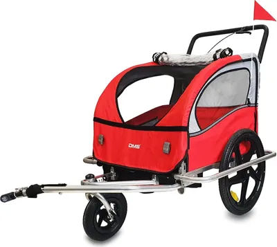Produktbild von DMS® Fahrradanhänger 2in1 Kinderanhänger Fahrrad Anhänger Jogger Radanhänger Rot