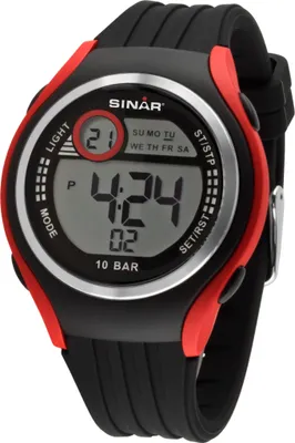Produktbild von Sinar Kinderuhr XF-66-4 Silikon schwarz, rot, digital, wasserdicht bis zur 10 ATM