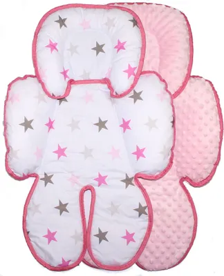 Produktbild von Sitzverkleinerer MINKY Einlage Baby Kind für Auto Kindersitz Babyschale Einsatz 11. Star Rosa + Rosa