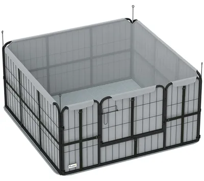 Image de Parc de mise bas pour chien caisse de mise bas pour chiens avec porte tapis de propretšŠ lavable 122 x 122 x 60 cm noir
