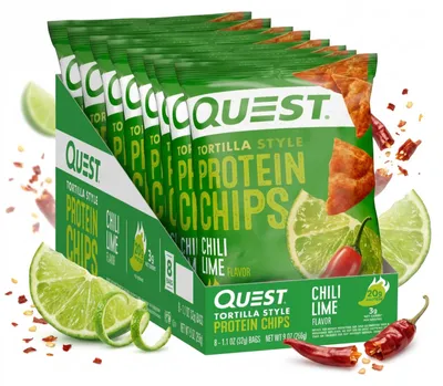 Produktbild von Quest Nutrition Protein Tortilla Chips (8x32g) Chili Lime - Funktionelle Lebensmittel - Eiweiß-Snacks