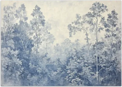 Immagine prodotto di Murale piccoli alberi bosco natura carta da parati per pareti 100x70 cm colore Blu tema Paesaggi