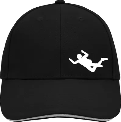 Produktbild von Huuraa Cappy Mütze Skydiving Silhouette Black/Light Grey Baumwolle 6-Panel Kappe Geschenkidee
