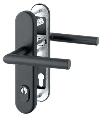 Produktbild von HOPPE Amsterdam Türdrücker Schutzgarnitur Langschild mit ZA Alu F9714M schwarz matt 1400/3332ZA/3310 (Entfernung: 92mm) Entfernung: 92mm
