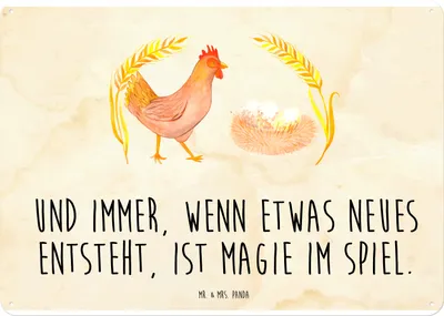 Produktbild von Mr. & Mrs. Panda Wandbild Huhn Stolz DIN A4 - Vintage - Geschenk, Geburt, Motivation, Schwangerschaft, Schild, Hof, tafel, Hahn, Türschild, Bauernhof, wandtafel, Spruch