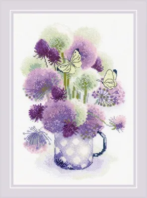 Produktbild von Súprava Riolis na vyšívanie krížikom "Purple Allium", 21x30cm