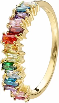 trendor 41706 Damenring 925 Silber Goldplattiert Bunte Zirkonias 1