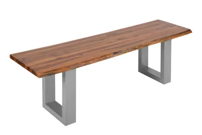 Produktbild von Sitzbank Baumkante 140 cm Cognac massiv Akazie silber ESRA