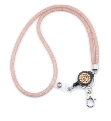 Produktbild von 1x PFIRSICH Schlüsselband Umhängeband Lanyard & Ausweisjojo Zipper & Karabinerhaken Ausweise Autoschlüssel Zugangskarten Bling Kristalle