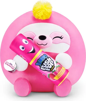 Produktbild von ZURU 77511N - 5 Surprise - SNACKLES MEGA Plüsch - Faultier / Sloth Susie mit Jumbo Push Pop (35 cm)