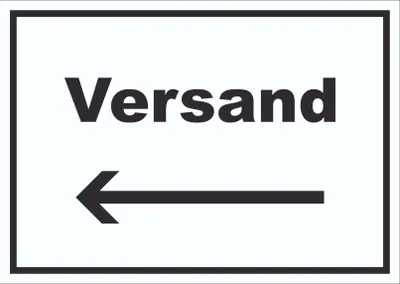 Produktbild von Versand Schild mit Text und Richtungspfeil links Lieferung shipping waagerecht A2 (420x594mm)