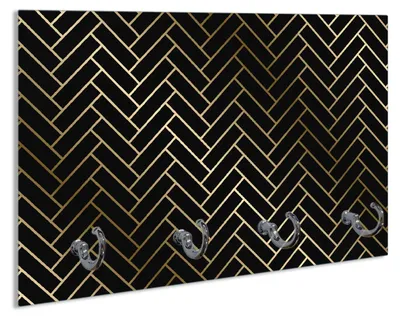 Produktbild von Wallario Schlüsselbrett aus Glas, Motiv: Elegantes Fischgrätmuster, 30 x 20 cm mit 4 Haken
