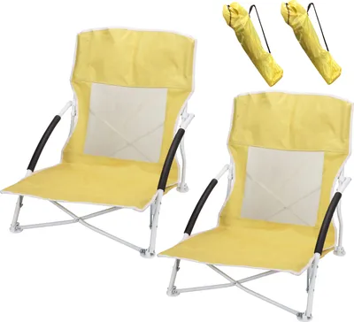 Produktbild von 2x Strandstuhl Faltstuhl Campingstuhl Gelb faltbar Strand Garten Camping F700