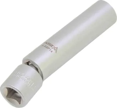 Immagine prodotto di Chiave a bussola magnetica per candele-candelette da 14 mm, presa universale per candele, con snodo flessibile ruotabile girevole, attacco 3/8", poligonale 12 punte, ideale per riparazione auto, compatibile con candele Bmw