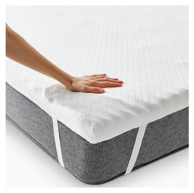 Produktbild von Matratzen Topper 150x190 cm aus Memory Foam, viscoelastischer Multizonen-Topper, 7 cm Höhe, atmungsaktiv, abnehmbarer Bezug, rutschfest, für Matratzen bis 32 cm
