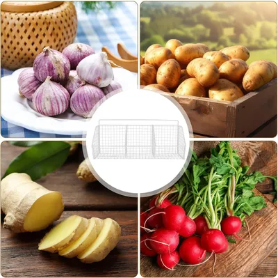 Produktbild von Platzsparender Küchenwandkorb aus Kohlenstoffstahl in Weiß mit Fachdesign und leichtem Zugriff für Obst und Gemüse