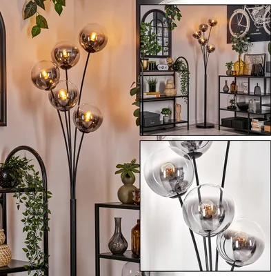 Produktbild von Fossobiubo Stehlampe aus Metall/Glas in Schwarz/Rauchfarben/Klar