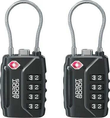 Produktbild von AdroitGoods Kofferschloss - TSA Reiseschloss - Vorhängeschloss - 4-stellig - 2 Stück - Schwarz