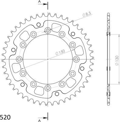 Produktbild von Stealth-Kettenrad Supersprox 520 - 46Z (gold) RST-245/2:46-GLD|ID 130,0 LK 150,0 6-Loch/6-Loch