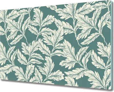 Produktbild von Glas-Herdabdeckplatte Glaskeramikkochfeld-Abdeckung Spritzschutz - 80x52 cm - Blätter Vintage Stil