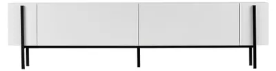 Produktbild von Skye Decor, Hochwertiger TV-Ständer, 180 x 30 x 45 cm, Weiß und Schwarz | 100% melaminbeschichtete Spanplatte, 18 mm dick | Metallbeine, modernes Design für Ihr Zuhause.