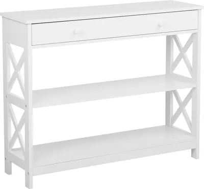 Obrázok produktu pre BELIANI Konzolový stolík biela MDF 80 x 100 x 30 cm 1 zásuvka 2 police úložný priestor moderný rustikálny štýl obývačka predsieň