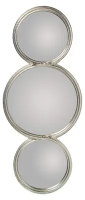 Image de Miroir mural en métal argenté, dimensions 26 x 2 x 64 cm, avec 2 miroirs intérieurs de 16,5 cm et 1 miroir