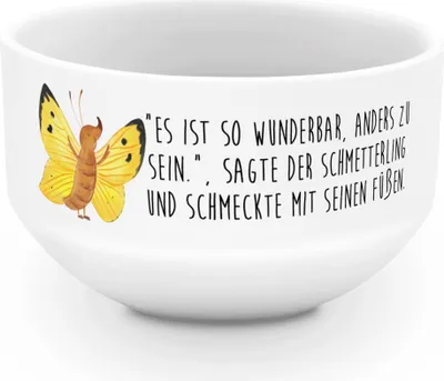Produktbild von Mr. & Mrs. Panda dessertschale Schmetterling Zitronenfalter - Weiß - Geschenk, schale, reisschale, Lustige Sprüche, Anders, Besonders, Müslischale, Fakt, Liebe, Schüssel