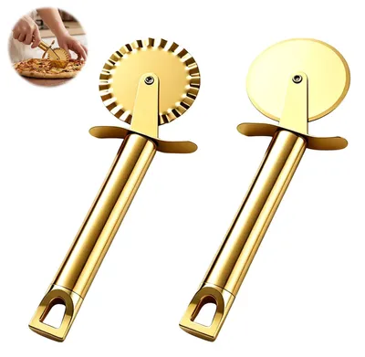 Pizzaschneider 2er Set, Edelstahl, goldfarben, spülmaschinengeeignet