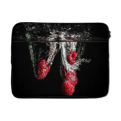 Produktbild von MuchoWow® Laptop Hülle 17 Zoll Laptoptasche Himbeeren - Obst - Stilleben - Wasser - Schwarz - Rot - Zipper - Schutzabdeckung
