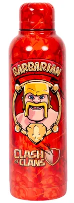 Image de Gourde en acier inoxydable Clash of Clans 515 ml - Gourde robuste en métal pour l'école, le sport, les jeux vidéo et les déplacements