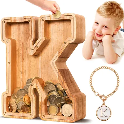 Image de Grande tirelire en bois avec les lettres A et Z, pour les enfants, les filles et les adultes, cadeau, décoration