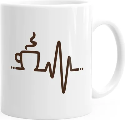 Produktbild von Tasse Heartbeat Kaffee Herz glänzend Kaffeetasse Teetasse Keramiktasse MoonWorks® weiß unisize