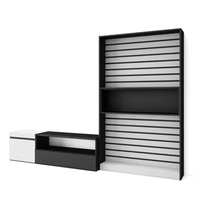 Immagine prodotto di COZY Mobile Soggiorno TV, 260x35x186cm, Per TV fino a 65, Set di mobili, Bianco e Nero