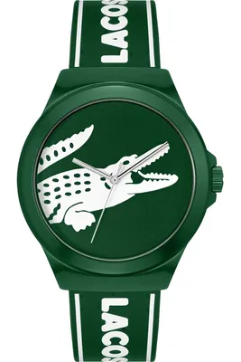 Produktbild von Lacoste Herrenuhr NEOCROC 2011309 Quarz Analog 5 ATM wasserdicht mit grünem Silikonarmband