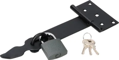 Produktbild von KOTARBAU® Überfalle Haspe und Vorhängeschloss Set 240 mm Schwarz Massiver Verschluss für Türen Tore