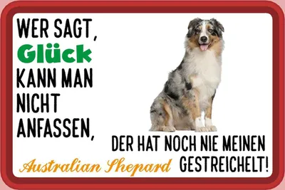 Produktbild von vianmo Holzschild 20x30 cm Glück Australian Shepard Hund Dekoration