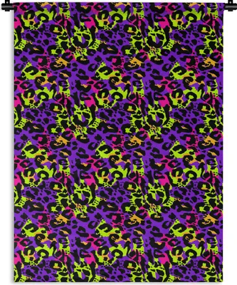 Produktbild von MuchoWow® Wandteppich Wandbehang Tiermuster - Panther - Neon - Regenbogen 150x200 cm Tapisserie Dekoration Wandtuch - Wandaufhängung - Moderner