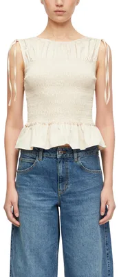 Productafbeelding van COMMA damesblouse – Getailleerd, met ruches en volants, van popeline
