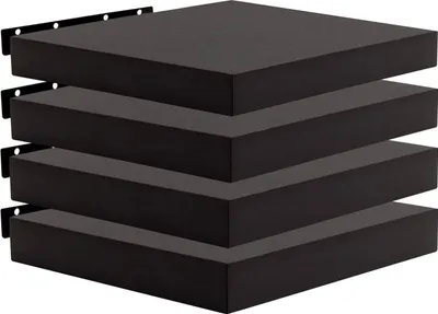 Obrázek produktu pro Sada čtyř nástěnných polic, závěsné police | Černá barva | 30 x 22,9 x 3,8 cm