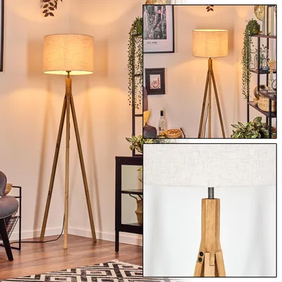 Produktbild von Schiavonea Stehlampe mit Holzfuß und Schirm aus Bamus
