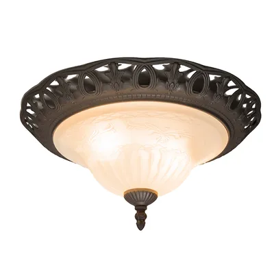 Produktbild von Trio Leuchten - Klassisch I Antik Rustikale braune Deckenleuchte I Deckenlampe I Lampe I Leuchte mit Glas - ElegantI 2-flammig I Wohnzimmer - Stahl Rund - LED geeignet E27