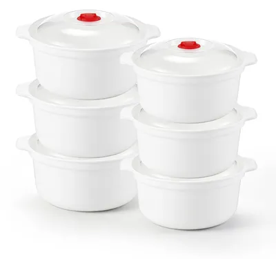 Mikrowellengeschirr-Set, 6-teilig, 1,2 l + 2 l, stapelbar, spülmaschinengeeignet