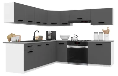 Immagine prodotto di Belini - Angolo cottura moderno ITALIA 7 - Mobili da cucina 420 cm grigio opaco - Cucina componibile con pensili, mobili base e piani di lavoro